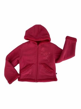 Vintage Rothschild Coat Girls M (5-6) Pink Fleece Sherpa  Hood Embroidery Fringe